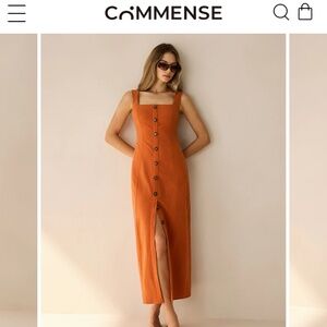 Commense square neck button up maxi dress (cotton/linen)